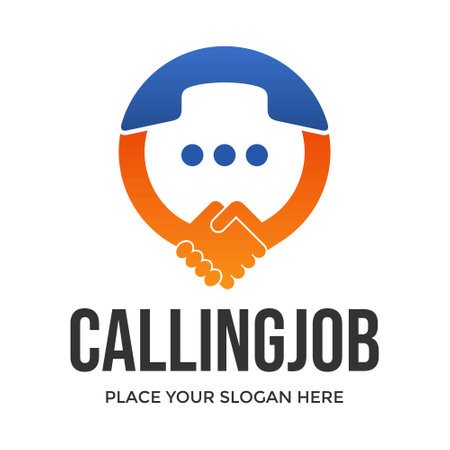 Calling Job Logo Vector. This logo is design use phone symbol. Suitable for business, recruitment.のイラスト素材