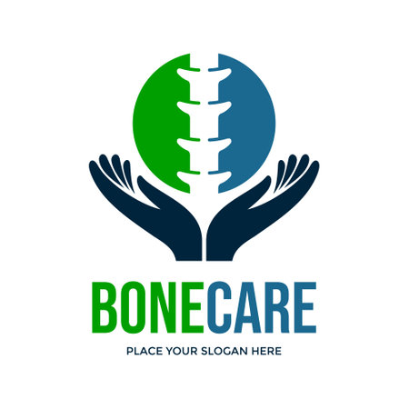 Bone Care Vector Logo Template. This design use hand care and back bone. Suitable for bone health specialist.のイラスト素材