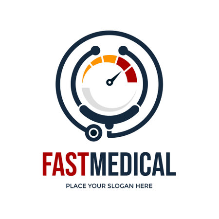 Fast Medical Logo Vector. This logo is design use stethoscope symbol. Suitable for medical.のイラスト素材