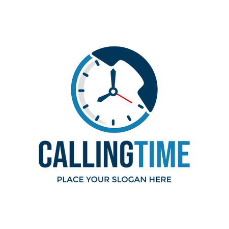 Calling Time Logo Vector. This logo is design use clock symbol. Suitable for business, time project deadlineのイラスト素材
