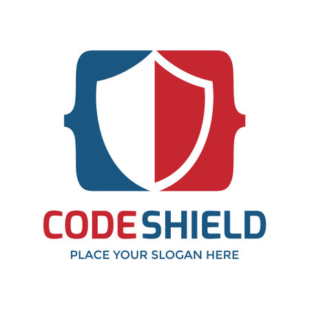 Code Shield Logo Vector. This logo is design use shield symbol. Suitable for business, protect data or document.のイラスト素材