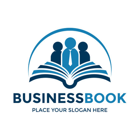 Business Book Logo Vector. This logo is design use human symbol with book. Business record.のイラスト素材