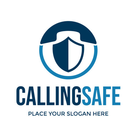 Calling Safe logo Vector. This logo is design use shield symbol. Suitable for business, security.のイラスト素材