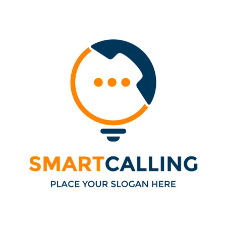 Smart Calling Vector Logo. This logo is design use dialogue symbol with phone. Suitable for communication.のイラスト素材