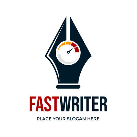 Fast Writer Logo Vector. This logo is design use pen symbol. Suitable for business, education.のイラスト素材