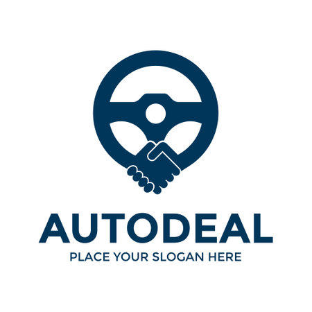 Auto Deal Logo Vector Template. This design use steering wheel and symbol of shake hand. suitable for business.のイラスト素材