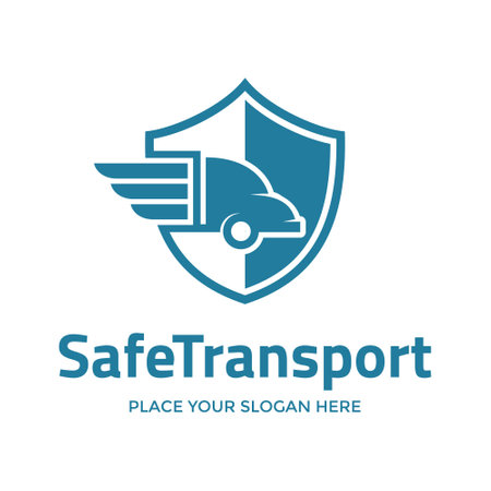 Safe transport or delivery vector logo template. This design use truck or cargo symbol. Suitable for protect and transportation.のイラスト素材