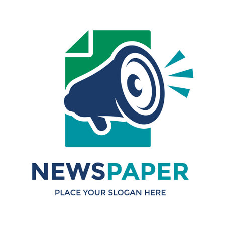 Newspaper vector logo template. This design use newspaper and megaphone symbol. Suitable for business.のイラスト素材