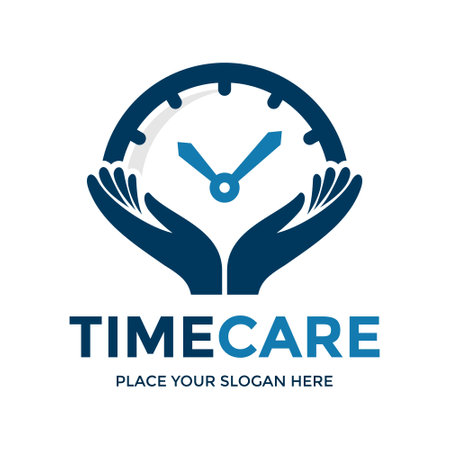 Time care vector logo template. This design use hand symbol. Suitable for schedule or management.のイラスト素材