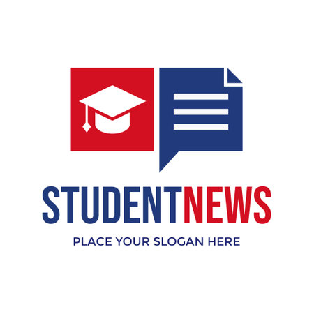 Student news vector logo template. This design use hat symbol. Suitable for school.のイラスト素材