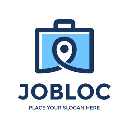 Job location vector logo template. This design use bag and point symbol. Suitable for business.のイラスト素材