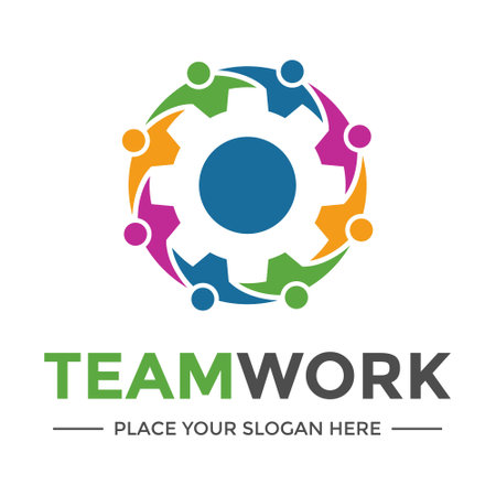 Team work vector logo template. This design use human or community symbol. Suitable for industrial.のイラスト素材