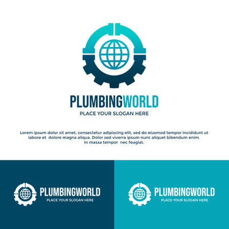 Plumbing world vector logo template. This design use globe symbol. Suitable for industrial.のイラスト素材