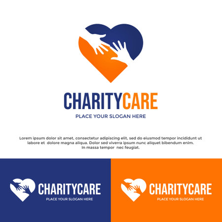 Love with give or hold hand vector logo template. This design suitable for help people.のイラスト素材