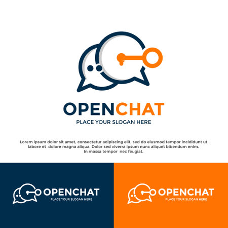 Key chat vector logo template. This design use conversation or speak symbol. Suitable for business.のイラスト素材