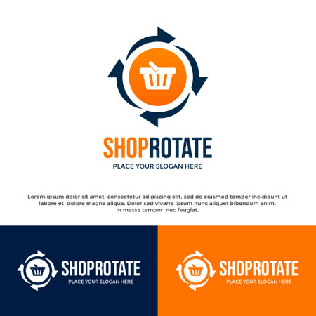 Shop rotate vector logo template. This design use arrow symbol. Suitable for change, update, renew product and business.のイラスト素材