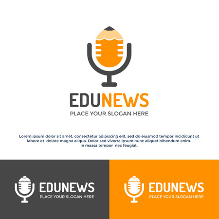 Education news vector logo template. This design use pencil symbol. Suitable for learn.のイラスト素材