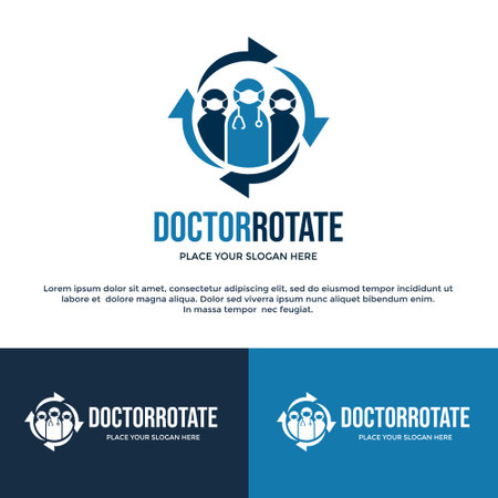Doctor rotate vector logo template. This design use arrow symbol. Suitable for process, support, change medical staff.のイラスト素材