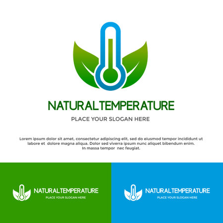 Nature temperature vector logo template. This design use thermometer. Suitable for zero emission, Celsius and other.のイラスト素材