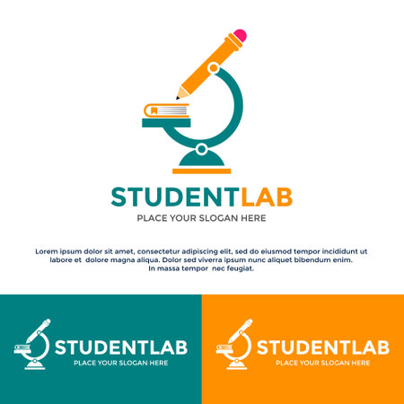Student laboratory vector logo template. This design use pencil and microscope symbol. Suitable for educationのイラスト素材