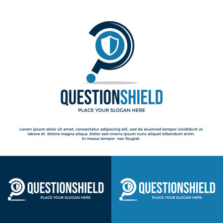 Security question vector logo template. This design use shield symbol. Suitable for business or technology.のイラスト素材