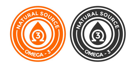 Natural source omega 3 vector badge or label template. This design suitable for product.のイラスト素材