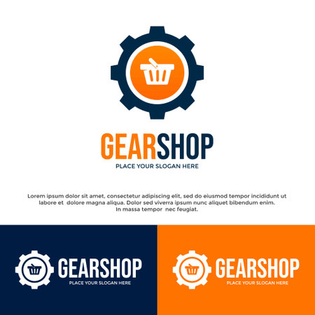 Gear shop vector logo template. This design use wheel or cog symbol. Suitable for business.のイラスト素材