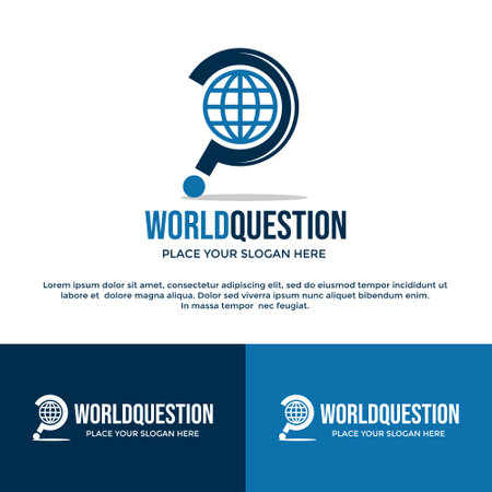 World question vector logo template. This design use earth and mark symbol. Suitable for talking business.のイラスト素材