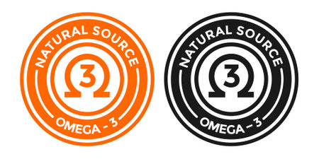 Natural source omega 3 vector badge or label template. This design suitable for product.のイラスト素材