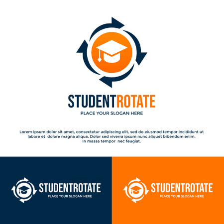 Student exchange or rotate vector logo template. This design use cap symbol. Suitable for education.のイラスト素材