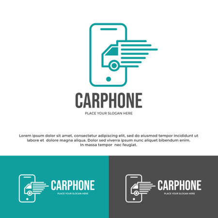 Car phone vector logo template. This design use truck symbol. Suitable for check tracking from mobile.のイラスト素材