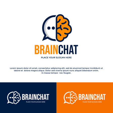 Brain chat vector logo template. This design use mind symbol. Suitable for conversation.のイラスト素材