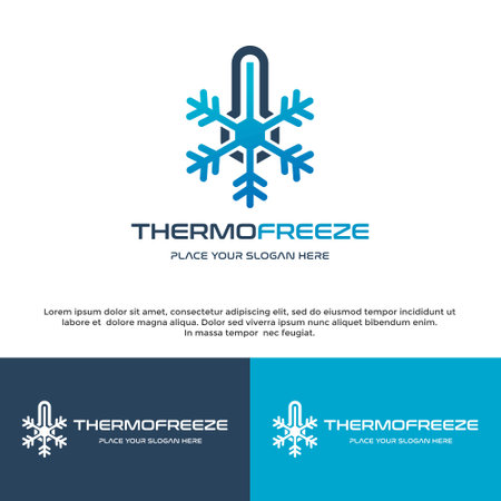 Thermometer freeze or for frozen product badge vector logo. This design use temperature symbol. Suitable for climate or other.のイラスト素材