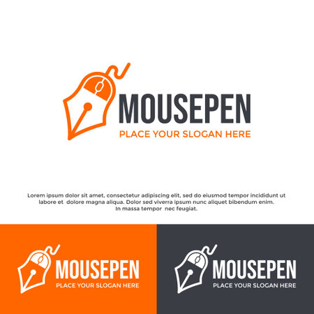 Online writer vector logo template. This design use mouse symbol. Suitable for author or freelancer.のイラスト素材