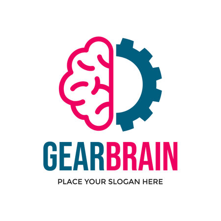 Brain gear vector logo template. This design use cog symbol. Suitable for technology.のイラスト素材