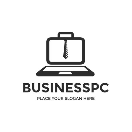 Business pc or laptop vector logo template. This design use work or job symbol. Suitable for business.のイラスト素材