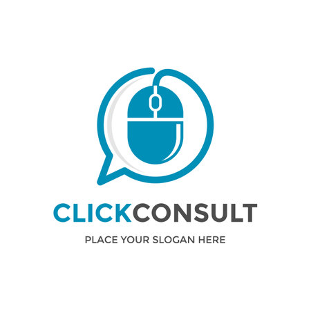 Click consultation vector logo template. This design use mouse and chat symbol. Suitable for business.のイラスト素材