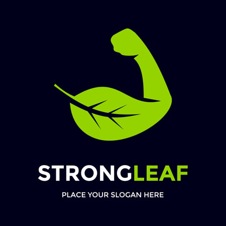 Strong leaf vector logo template. This design use Nature and hand symbol. Suitable for environment or health.のイラスト素材