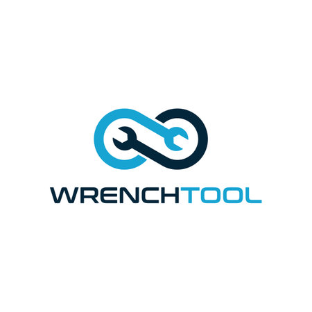 Wrench tool vector logo template. This design use infinity symbol. Suitable for repair and industrial business.のイラスト素材