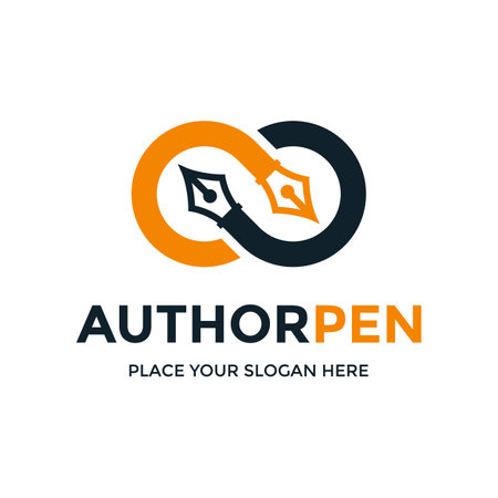 Author pen vector logo template. This design use infinity style. Suitable for writer.のイラスト素材