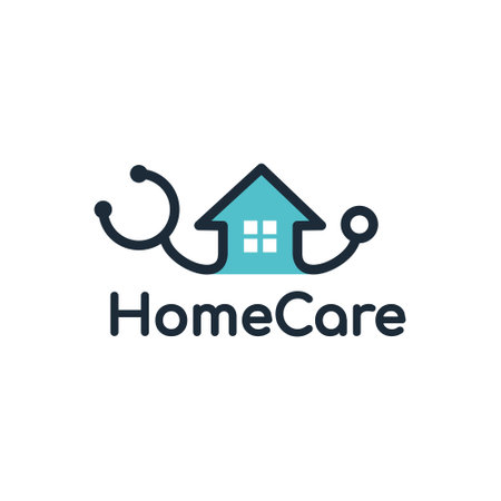 Home care vector logo template. This design use stethoscope symbol. Suitable for health.のイラスト素材