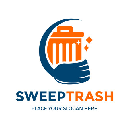Sweep trash vector logo template.のイラスト素材