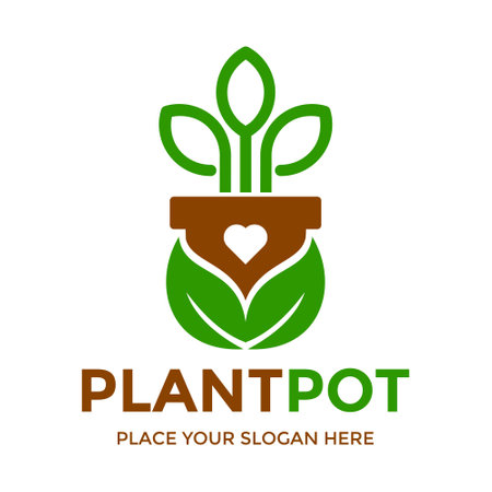 Plant pot vector logo template.のイラスト素材