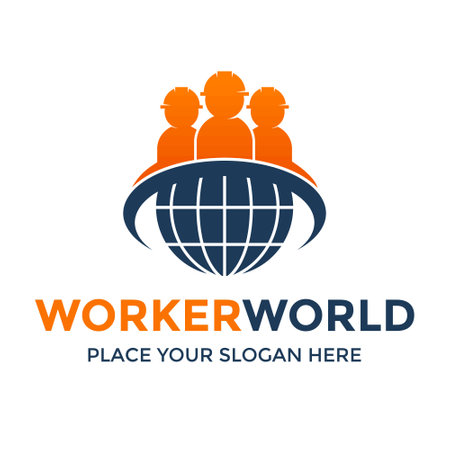 Worker world vector logo template.のイラスト素材