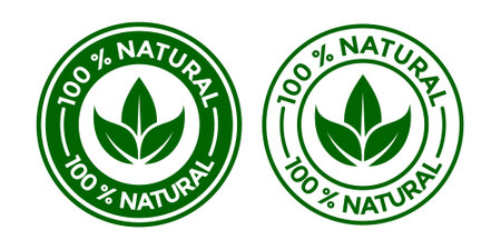 100 % Natural vector logo or badge template.のイラスト素材