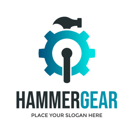 Hammer gear vector logo template.のイラスト素材