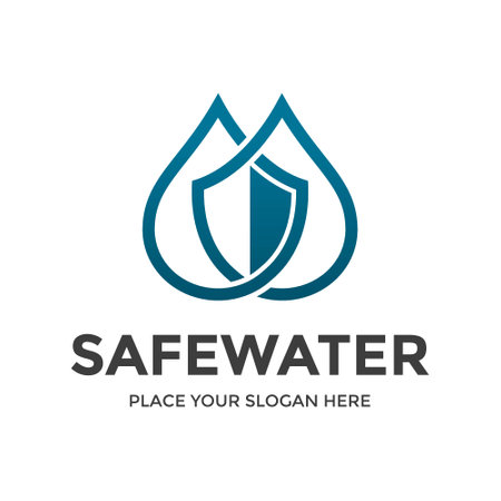 Water shield vector logo template.のイラスト素材