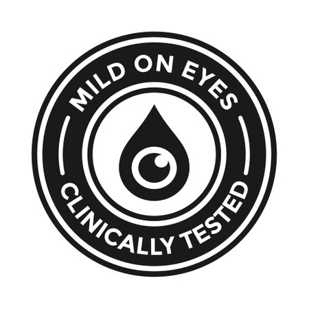 Mild on eyes clinically tested vector badge template.のイラスト素材