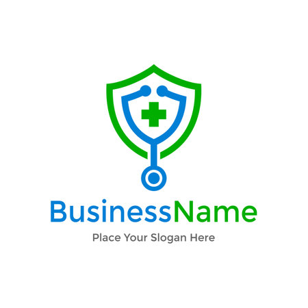 Medical shield vector template logo.のイラスト素材