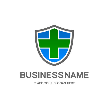 Medical shield vector template logo.のイラスト素材